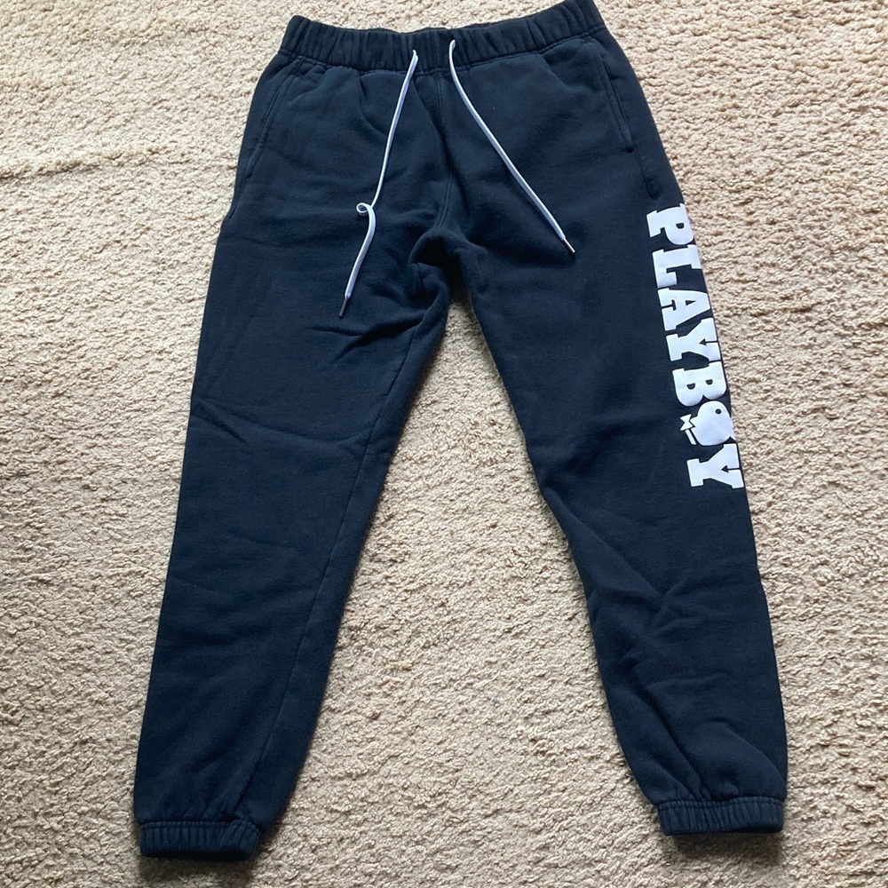 PLAYBOY Black Jogger Sweatpants with White Logo